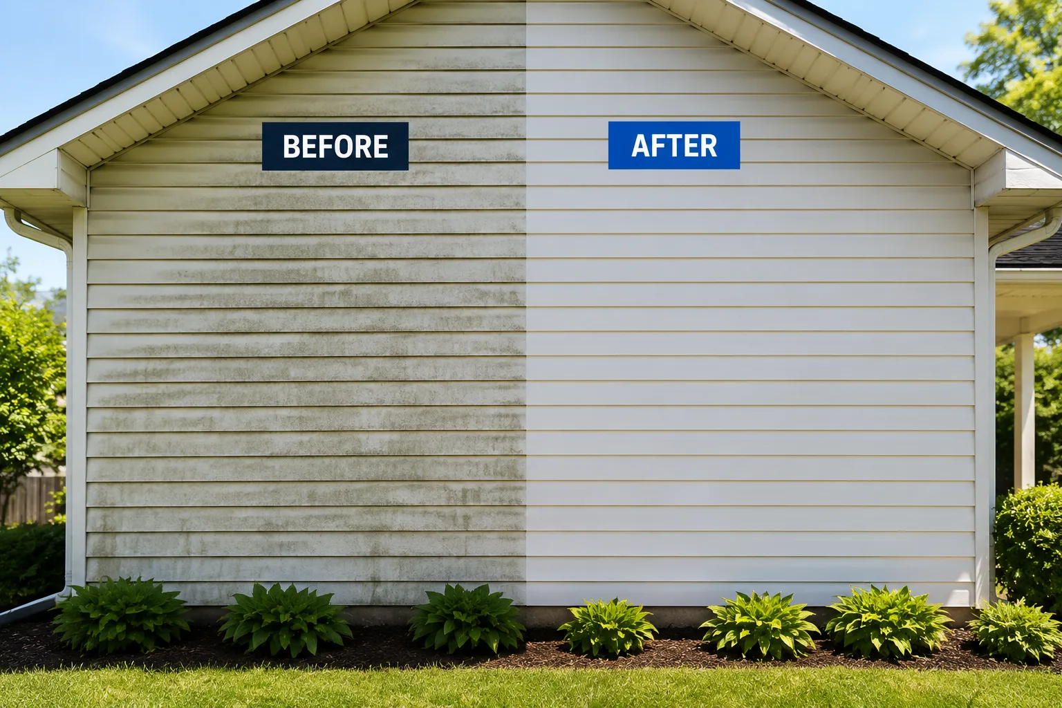 Minneapolis home exterior with clean patio after the wash