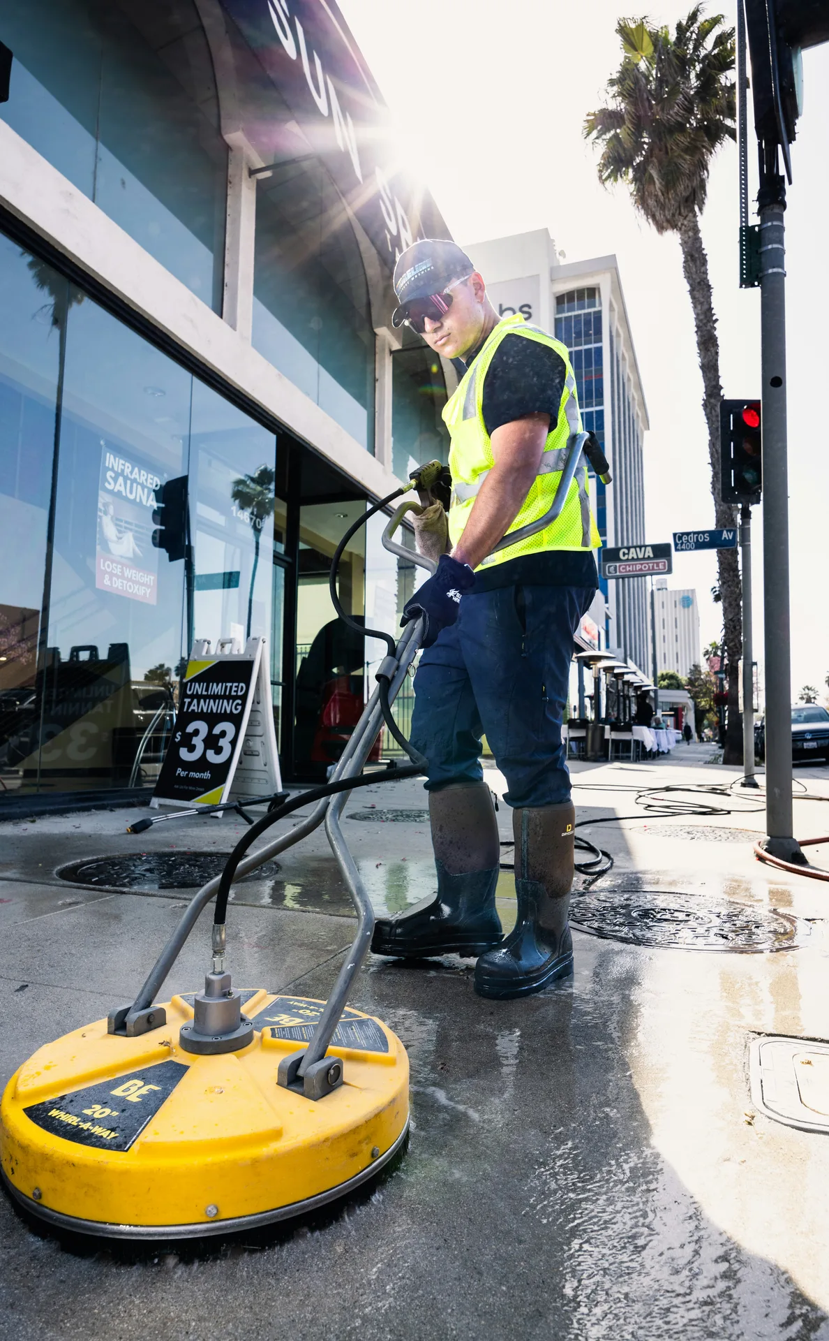 Surface cleaner pass on a Minneapolis sidewalk