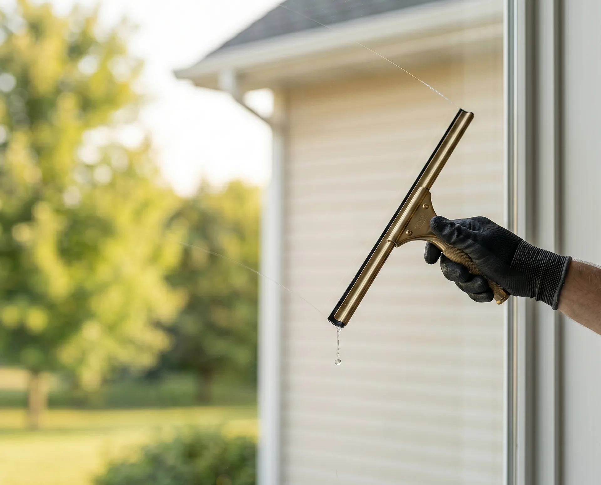 Close-up of Minneapolis window and siding cleaning